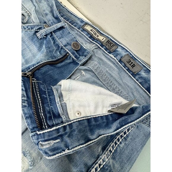 Buckle BKE Aiden Jeans Mens 31R ( 32X32 ) Light Wash Distressed Bootleg Y2K - Picture 5 of 14